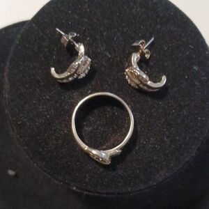 Goldtone Buckle Beauty Earring And Ring Gift Set